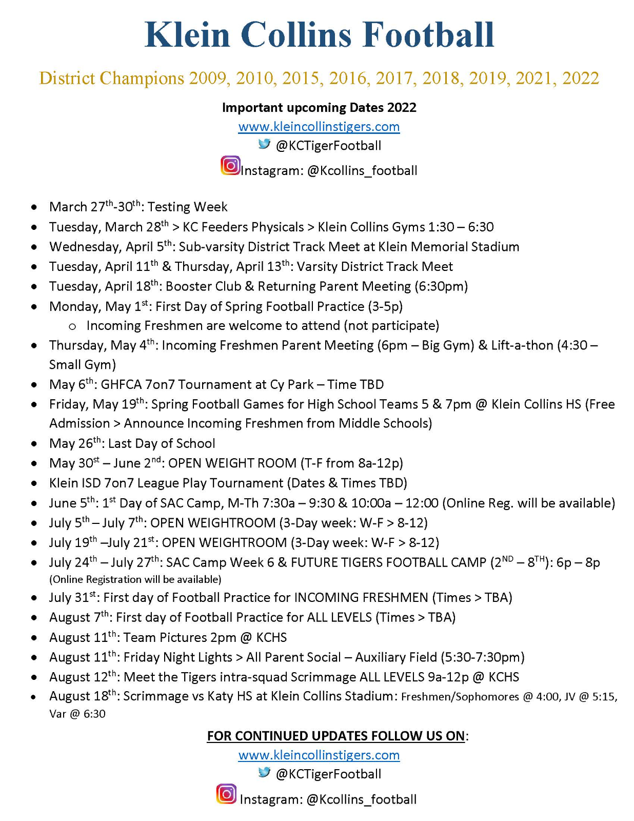 Klein Collins Team Home Klein Collins Tigers Sports