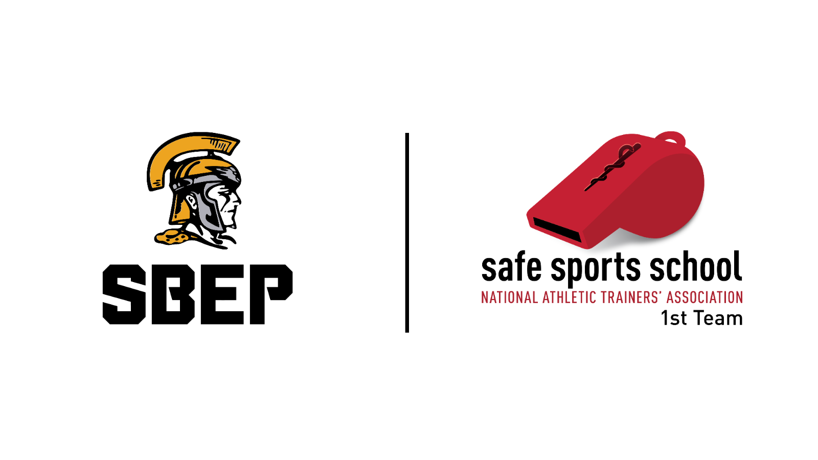 A graphic combining SBEP's Titan head and the National Athletic Trainers' Association "safe sports school" logos